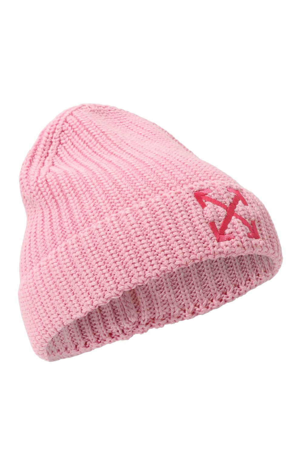 Хлопковая шапка OFF-WHITE розового цвета по цене 15500 руб., арт. OGLC001F22KNI0013032, фото 1 Хлопковая шапка OFF-WHITE, арт. OGLC001F22KNI0013032, фото 1