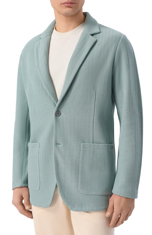 Пиджак из шелка и хлопка Stefano Ricci K616442J02/F26111_003 Голубой  K616442J02/F26111_003 Фото 3