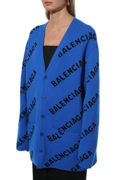 Шерстяной кардиган BALENCIAGA синего цвета по цене 130500 руб., арт. 659676/T1567, фото 3 Шерстяной кардиган BALENCIAGA, арт. 659676/T1567, фото 3