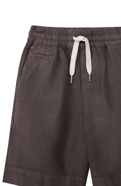 Льняные шорты BRUNELLO CUCINELLI коричневого цвета по цене 39950 руб., арт. B243DP902A, фото 3 Льняные шорты BRUNELLO CUCINELLI, арт. B243DP902A, фото 3