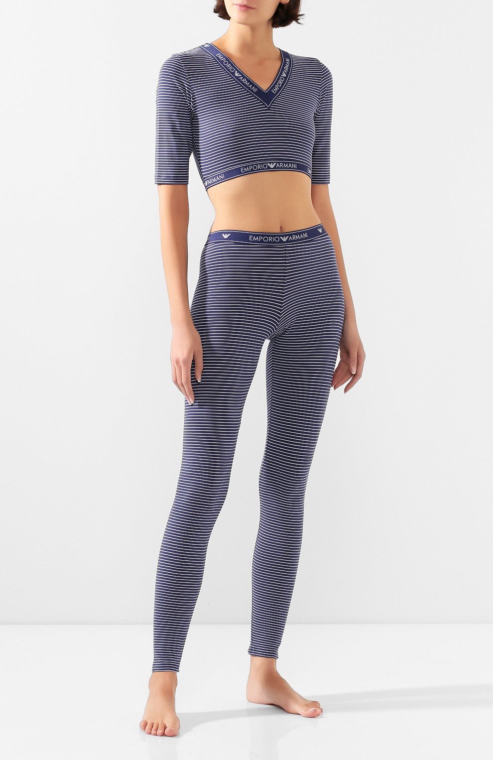 Хлопковый топ EMPORIO ARMANI синего цвета по цене 8995 руб., арт. 164317/0P219, фото 2 Хлопковый топ EMPORIO ARMANI, арт. 164317/0P219, фото 2