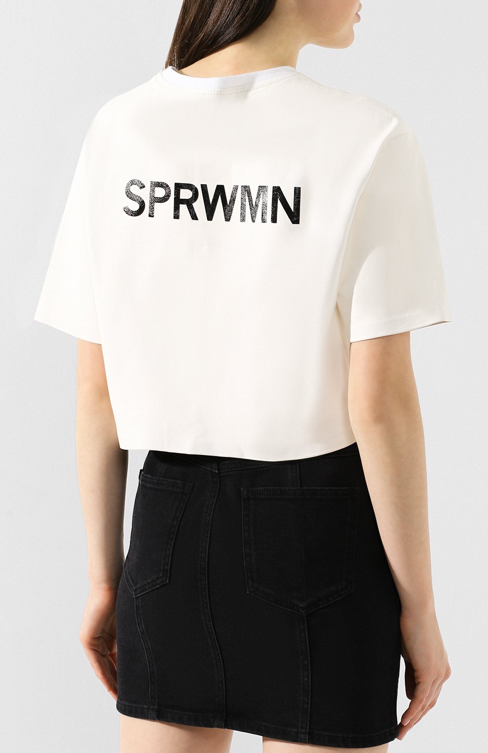 Кожаный топ SPRWMN, арт. TEE-010-L/CR0PPED TEE W BACK L0G0, фото 4