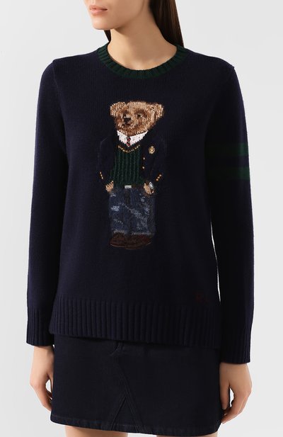 Шерстяной пуловер POLO RALPH LAUREN синего цвета по цене 33550 руб., арт. 211764622, фото 3 Шерстяной пуловер POLO RALPH LAUREN, арт. 211764622, фото 3