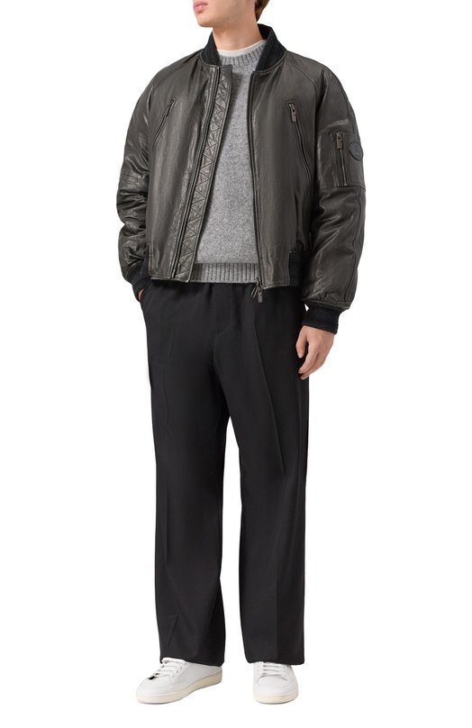 Кожаный бомбер Burberry 8110040 Серый  8110040 Фото 2