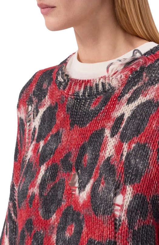 Хлопковый свитер R13 R13WY197-Y260A_001 Красный  R13WY197-Y260A_001 Фото 5