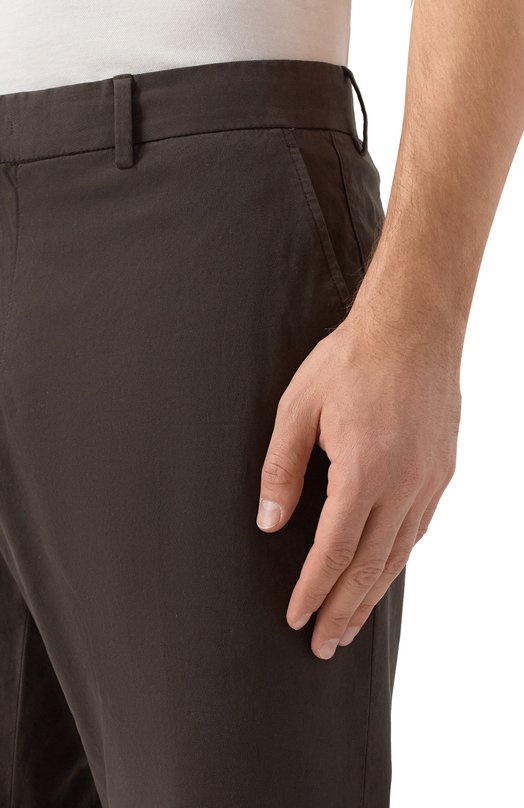 Хлопковые брюки Zegna TR00/UEI17A8/BR0WN Коричневый  TR00/UEI17A8/BR0WN Фото 5