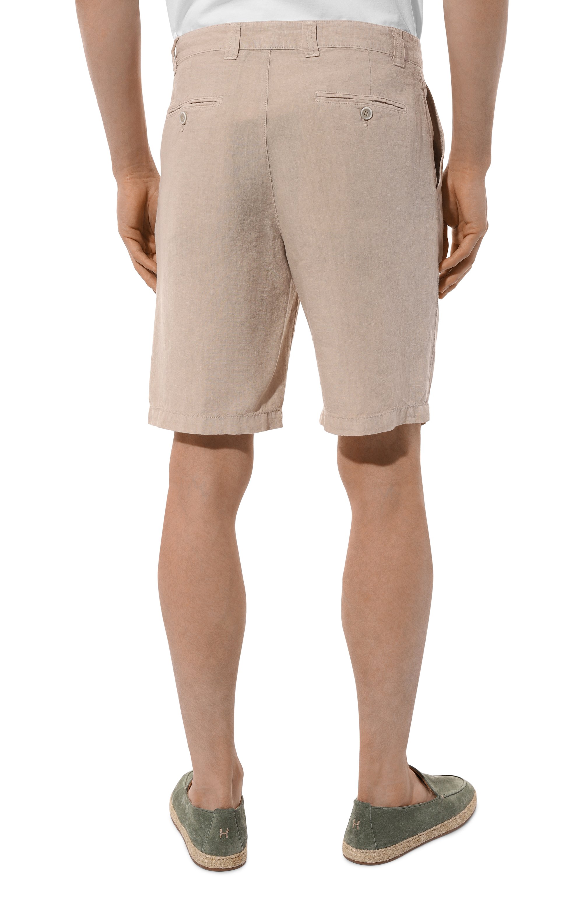 Льняные шорты 120% LINO бежевого цвета по цене 26350 руб., арт. 32ALIM2137/0253/000, фото 4 Льняные шорты 120% LINO, арт. 32ALIM2137/0253/000, фото 4