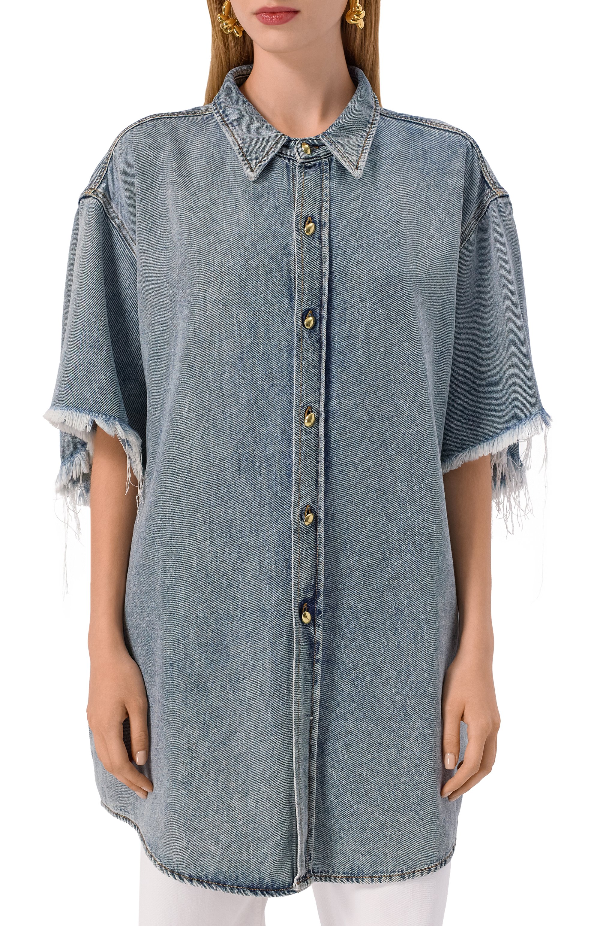 Джинсовая рубашка tina DARKPARK синего цвета по цене 73800 руб., арт. WSH03/TBL01, фото 3 Джинсовая рубашка tina DARKPARK, арт. WSH03/TBL01, фото 3