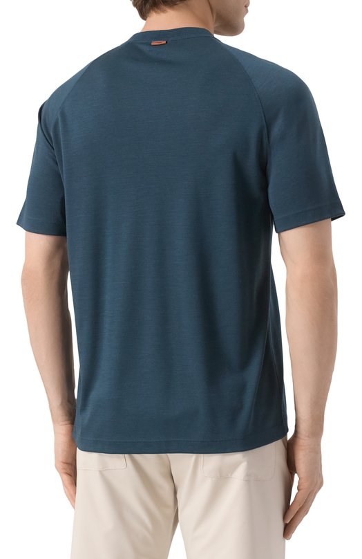 Шерстяная футболка Zegna FCT706/UF328A9 Синий  FCT706/UF328A9 Фото 4