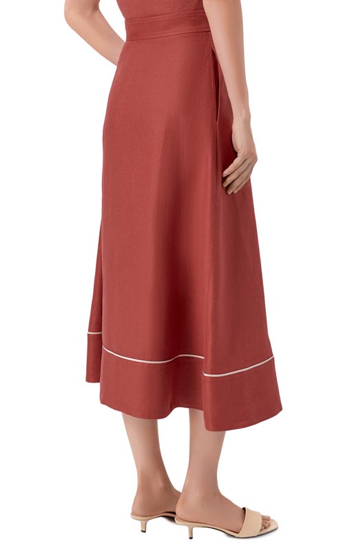 Льняная юбка Agnona TG1108E/U3034E Красный  TG1108E/U3034E Фото 4