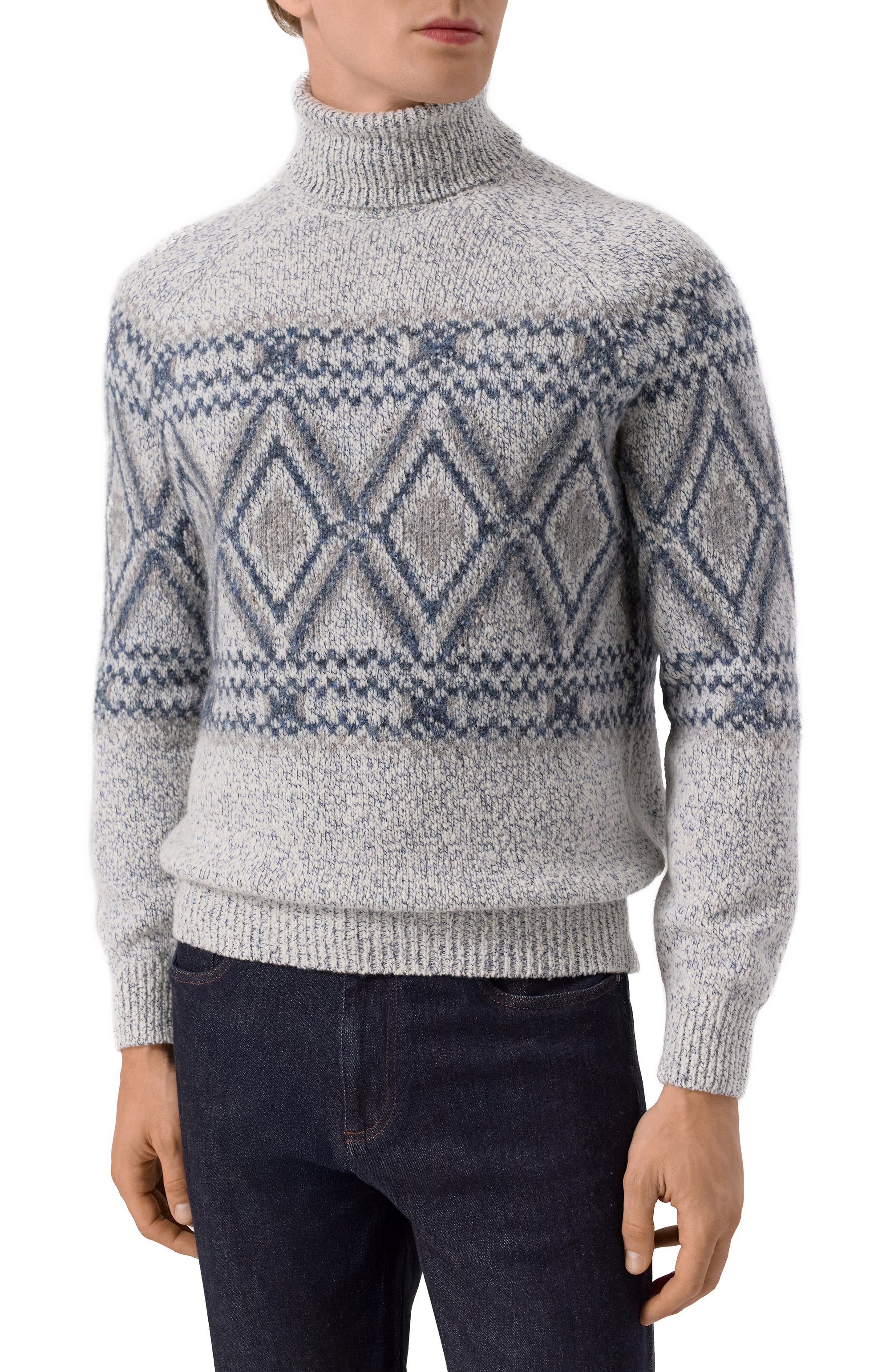 Свитер из шерсти и шелка BRUNELLO CUCINELLI синего цвета по цене 399500 руб., арт. MRI505403, фото 3 Свитер из шерсти и шелка BRUNELLO CUCINELLI, арт. MRI505403, фото 3