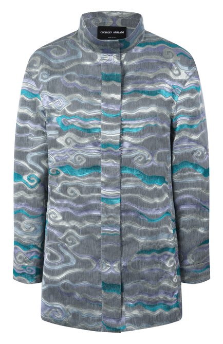 Женская куртка GIORGIO ARMANI серого цвета, арт. GW001354/TE13895 | Фото 1 (Материал сплава: Проставлено; Драгоценные камни: Проставлено; Материал внешний: Синтетический материа�л; Материал подклада: Вискоза; Рукава: Длинные; Длина (верхняя одежда): Короткие)
