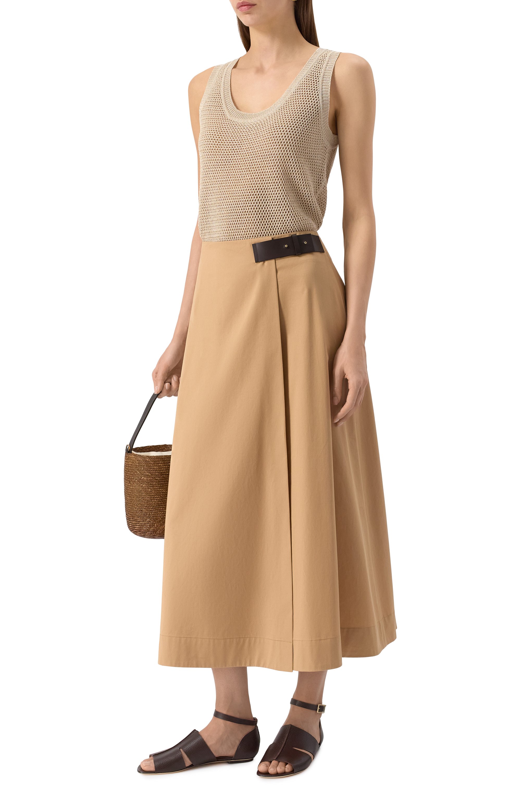 Хлопковая юбка LORENA ANTONIAZZI бежевого цвета по цене 87350 руб., арт. E2541G033A/4818, фото 2 Хлопковая юбка LORENA ANTONIAZZI, арт. E2541G033A/4818, фото 2