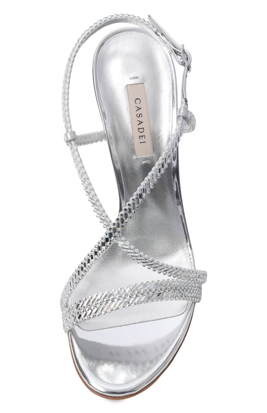 Текстильные босоножки Josephine Julia 100 Casadei 1L438B1001/C2952 Серебряный  1L438B1001/C2952 Фото 6