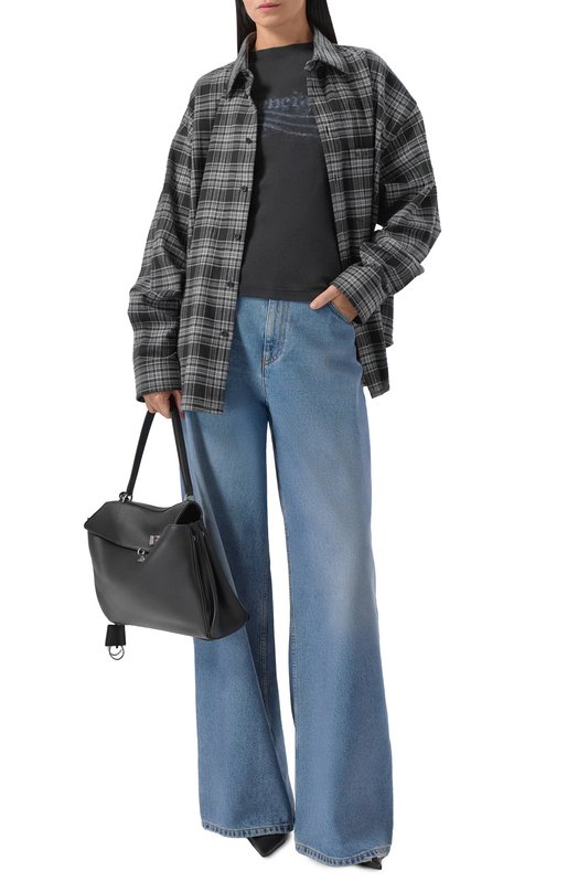 Хлопковая рубашка Balenciaga 852341/TTM02 Серый  852341/TTM02 Фото 2