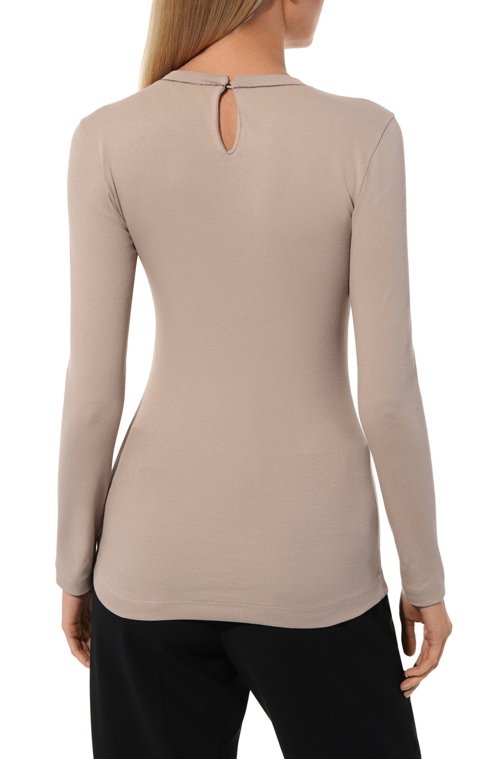 Хлопковый лонгслив BRUNELLO CUCINELLI бежевого цвета по цене 59700 руб., арт. MPTC8BJ300, фото 4 Хлопковый лонгслив BRUNELLO CUCINELLI, арт. MPTC8BJ300, фото 4