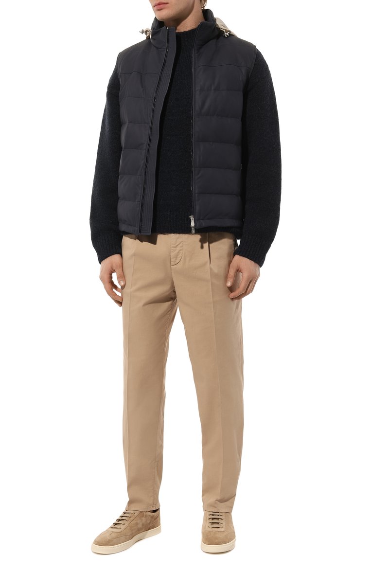 Мужские хлопковые брюки BRUNELLO CUCINELLI бежевого цвета, арт. M289LE1450 | Фото 2 (Длина (брюки, джинсы): Стандартные; Материал внешний: Хлопок; Случай: Повседневный; Стили: Кэжуэл; Автоматизация ТО: Проставлено; Автоматизация состава: Проставлено)