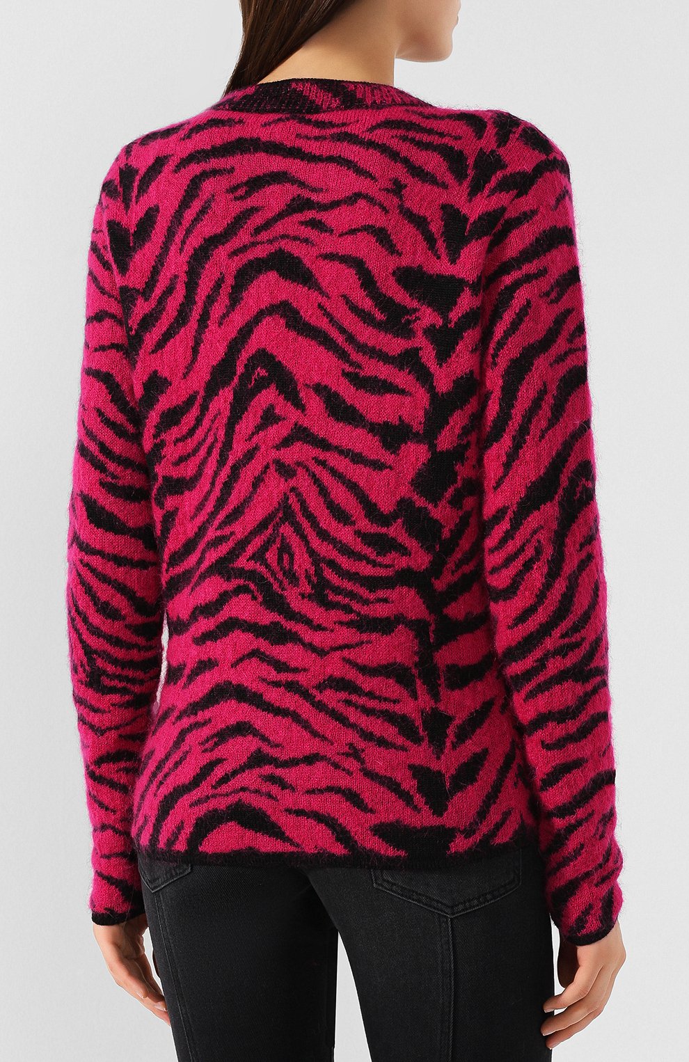 Шерстяной пуловер SAINT LAURENT фуксия цвета по цене 114000 руб., арт. 585048/YAHE2, фото 4 Шерстяной пуловер SAINT LAURENT, арт. 585048/YAHE2, фото 4