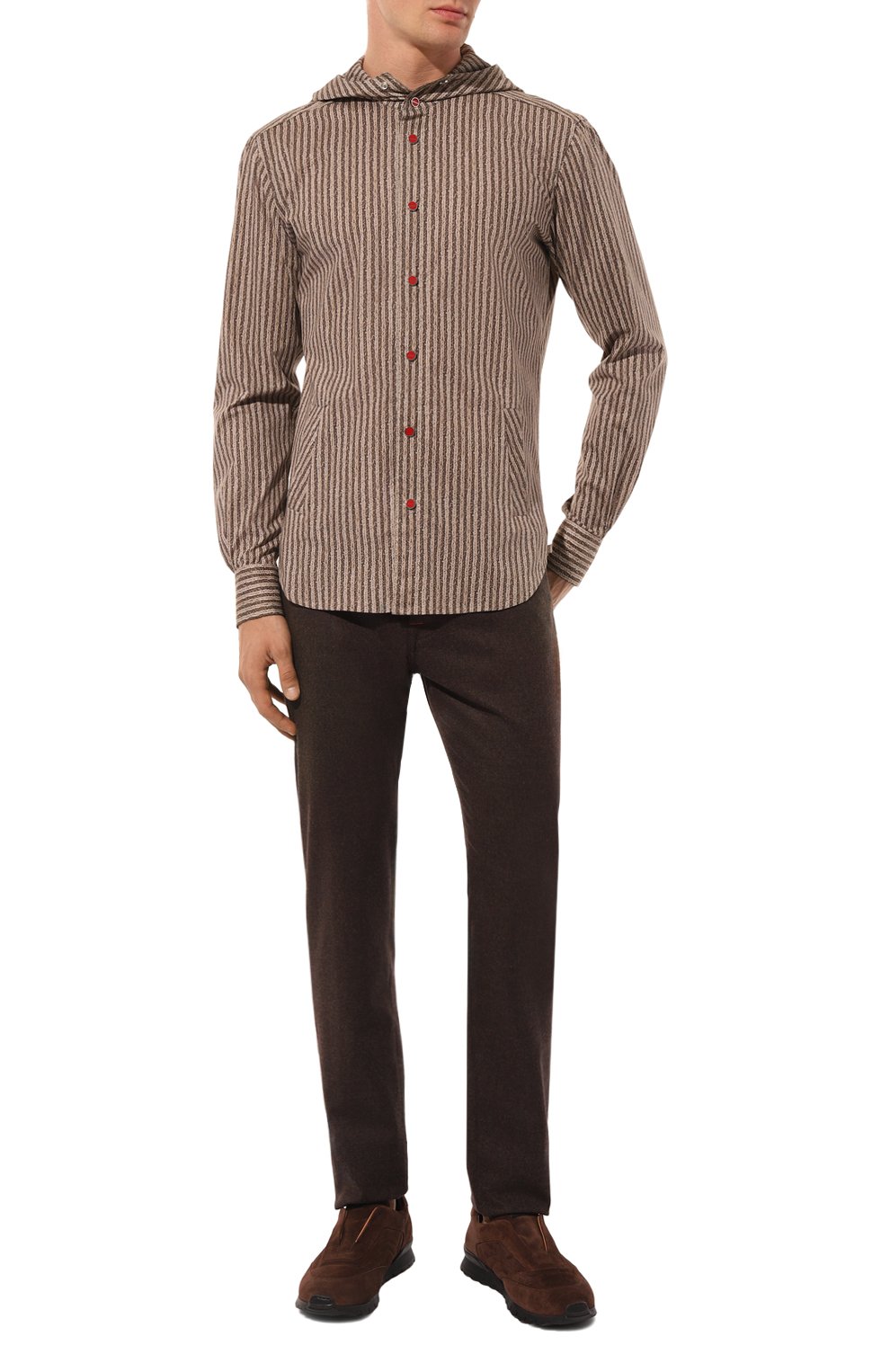 Хлопковая рубашка KITON коричневого цвета по цене 87550 руб., арт. UMCMARH0913001, фото 2 Хлопковая рубашка KITON, арт. UMCMARH0913001, фото 2
