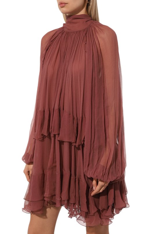 Шелковое платье Chloé CHC24WR027116 Бордовый  CHC24WR027116 Фото 3