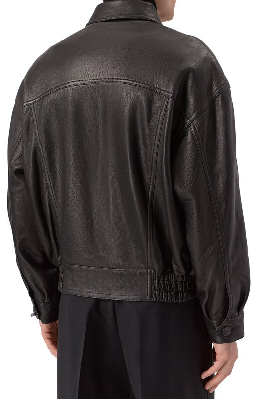 Кожаный бомбер Saint Laurent 843656/YCNF2 Чёрный  843656/YCNF2 Фото 4