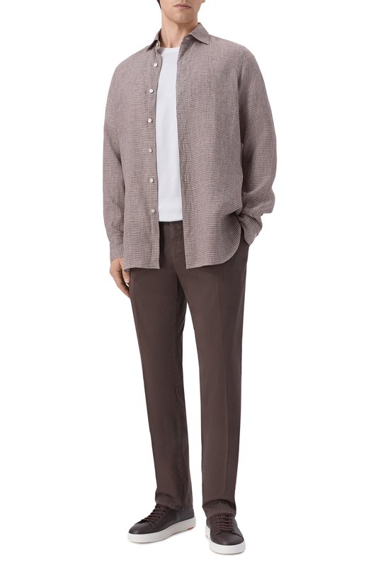 Брюки из хлопка и шелка Berwich SC/1-GD/DV0955X Коричневый  SC/1-GD/DV0955X Фото 2