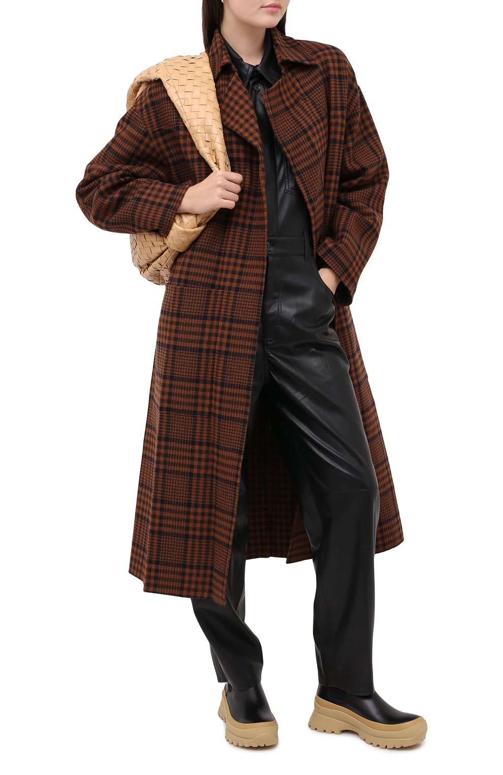 Шерстяное пальто NANUSHKA, арт. ALAM0_NAVY RUST CHECK_D0UBLE W00L, фото 2