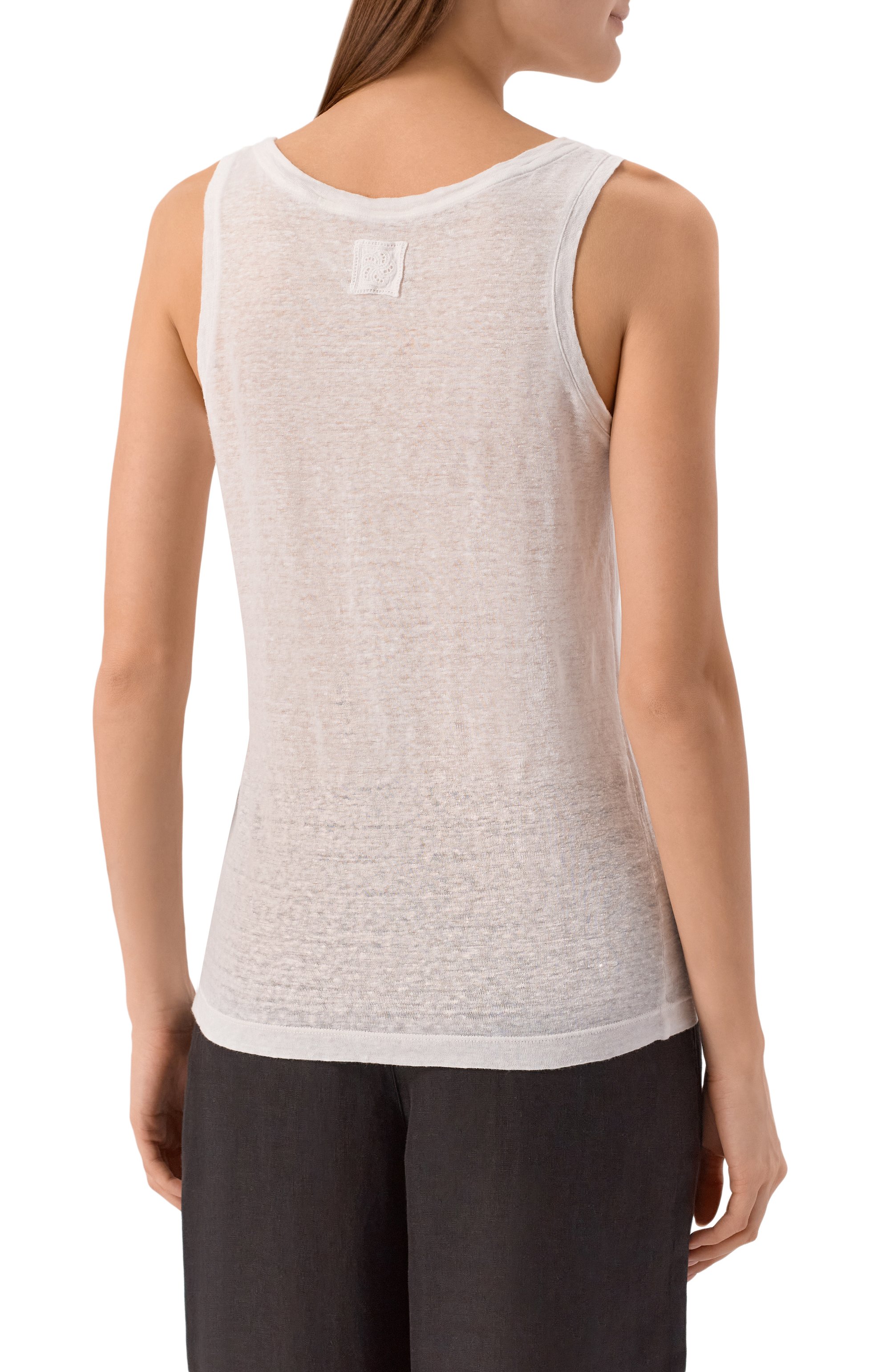 Льняная майка 120% LINO белого цвета по цене 19950 руб., арт. 33ALIW7753/000B568, фото 4 Льняная майка 120% LINO, арт. 33ALIW7753/000B568, фото 4