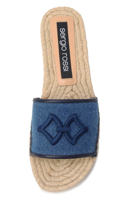 Текстильные шлепанцы sr Sea Scale Embroidery Sergio Rossi B12770/MFL298 Синий  B12770/MFL298 Фото 6