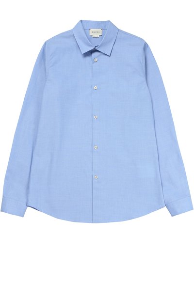 Классическая рубашка из хлопка GUCCI голубого цвета по цене 17950 руб., арт. 455008/XB189, фото 1 Классическая рубашка из хлопка GUCCI, арт. 455008/XB189, фото 1