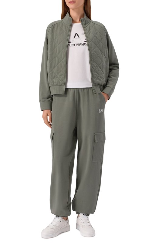 Хлопковый костюм EA7 7W000669/AF13135 Хаки 7W000669/AF13135