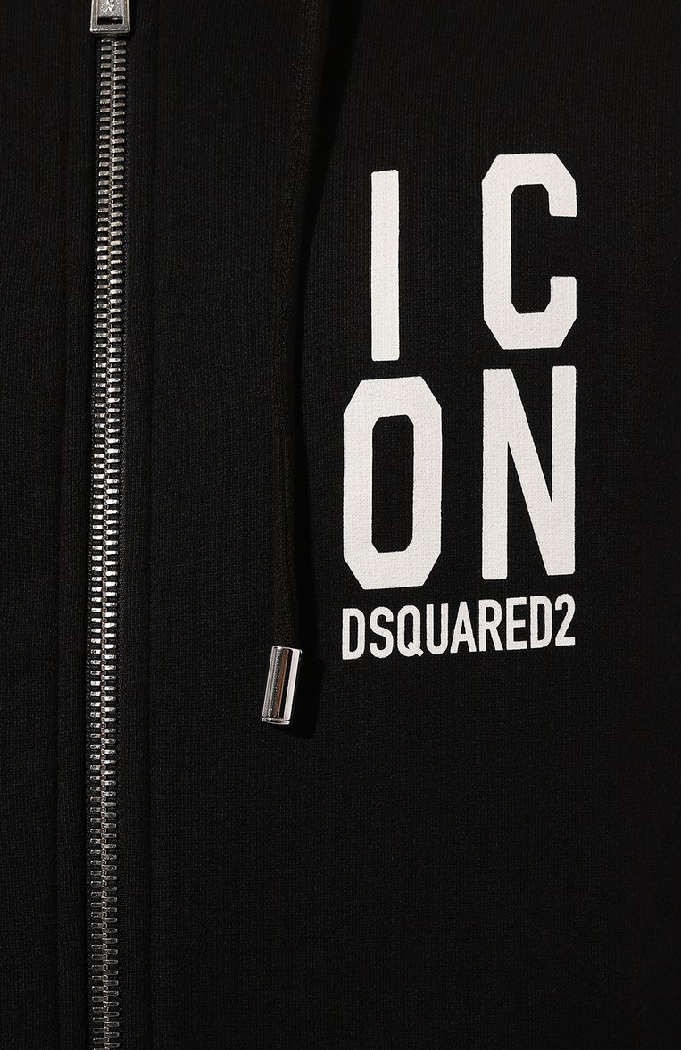 Мужской хлопковая толстовка DSQUARED2 черного цвета, арт. S79HG0012/S25516 | Фото 5 (Материал внешний: Хлопок; Длина (для топов): Стандартные; Рукава: Длинные; Мужское Кросс-КТ: Толстовка-одежда; Стили: Спорт-шик)