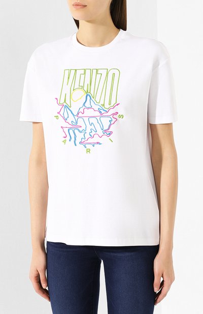 Хлопковая футболка KENZO белого цвета по цене 27600 руб., арт. F962TS950939, фото 3 Хлопковая футболка KENZO, арт. F962TS950939, фото 3