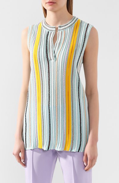 Хлопковый топ M MISSONI голубого цвета по цене 39950 руб., арт. 2DN00172/2K004F, фото 3 Хлопковый топ M MISSONI, арт. 2DN00172/2K004F, фото 3
