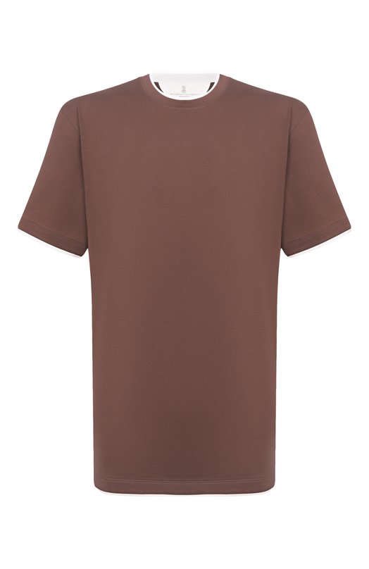 Хлопковая футболка Brunello Cucinelli M0B137427 Коричневый M0B137427