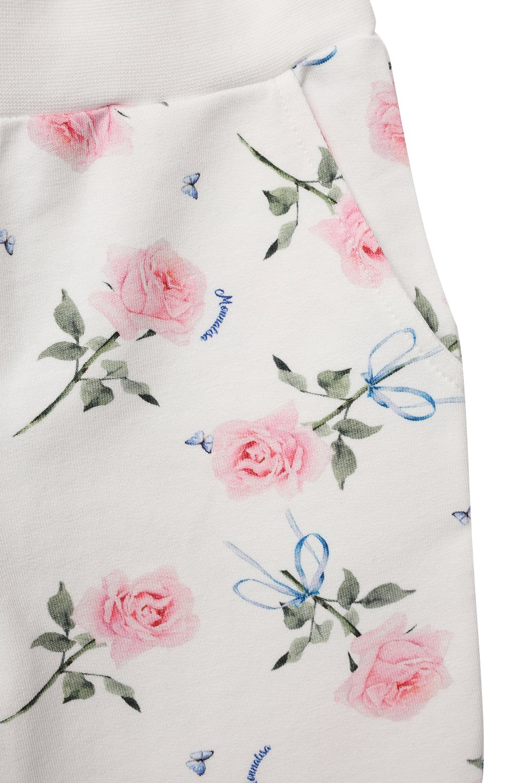 Хлопковые джоггеры MONNALISA белого цвета по цене 7000 руб., арт. 399404, фото 3 Хлопковые джоггеры MONNALISA, арт. 399404, фото 3