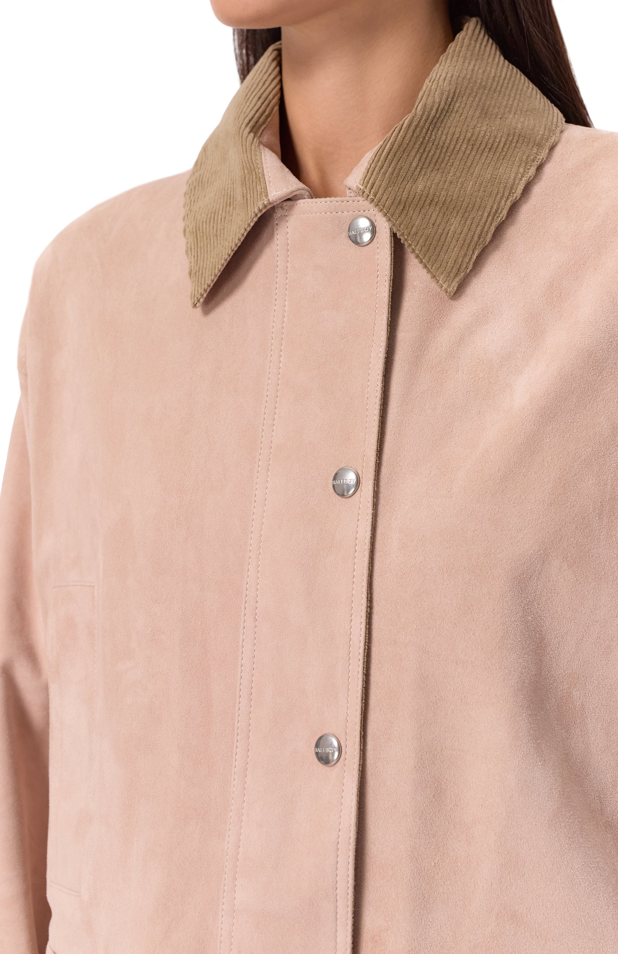 Замшевая куртка HALFBOY розового цвета по цене 209500 руб., арт. HS251WL017, фото 5 Замшевая куртка HALFBOY, арт. HS251WL017, фото 5