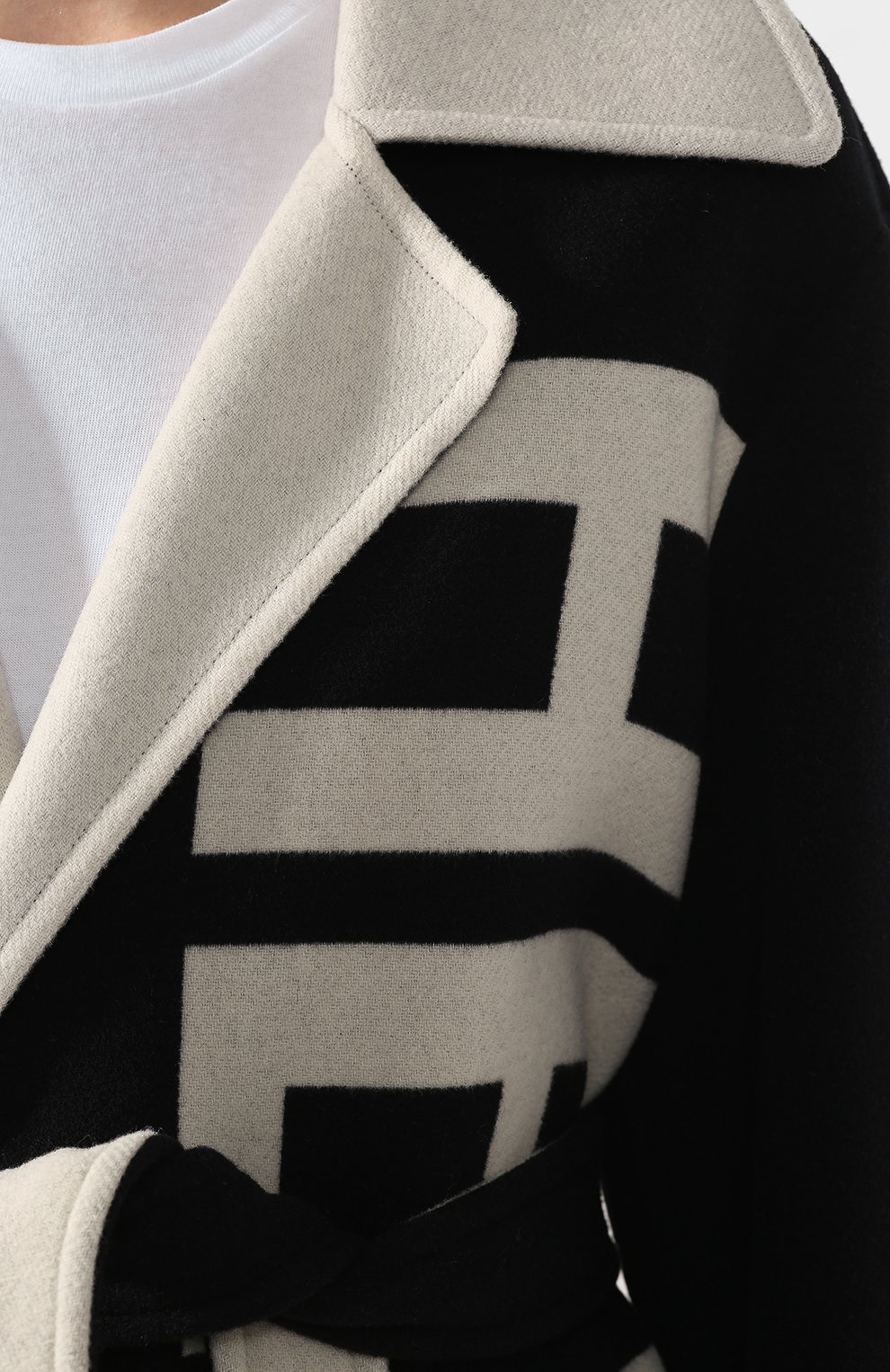 Шерстяное пальто HELMUT LANG черно-белого цвета по цене 106500 руб., арт. I09HW402, фото 5 Шерстяное пальто HELMUT LANG, арт. I09HW402, фото 5