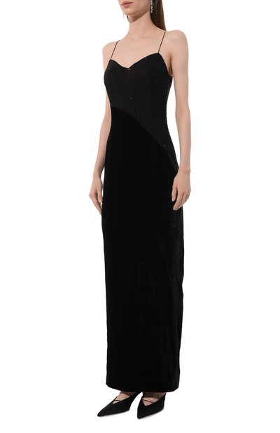 Бархатное платье с отделкой стразами ALINE черного цвета по цене 55000 руб., арт. AL152503, фото 3 Бархатное платье с отделкой стразами ALINE, арт. AL152503, фото 3