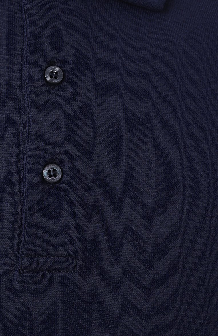 Мужское хлопковое поло CORNELIANI темно-синего цвета, арт. 25G521-2525007 | Фото 6 (Рукава: Короткие; Материал внешний: Хлопок; Длина (для топов): Стандартные; Застежка: Пуговицы; Кросс-КТ: Трикотаж; Принт: Без принта; Стили: Кэжуэл)