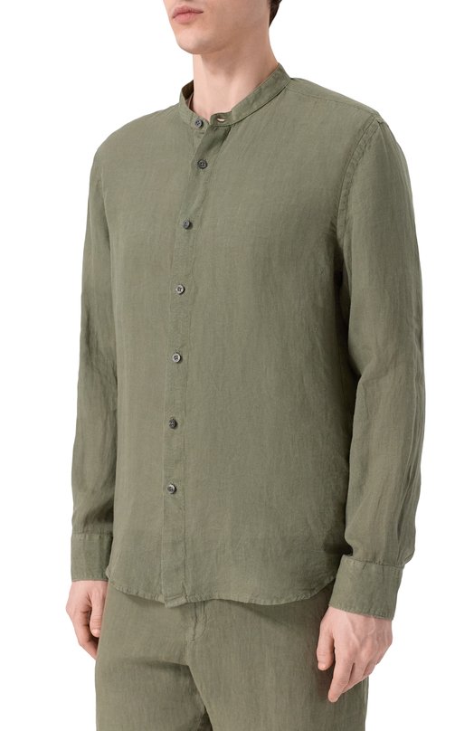 Льняная рубашка 120% Lino 33ALIM1159/0115/000 Хаки  33ALIM1159/0115/000 Фото 3