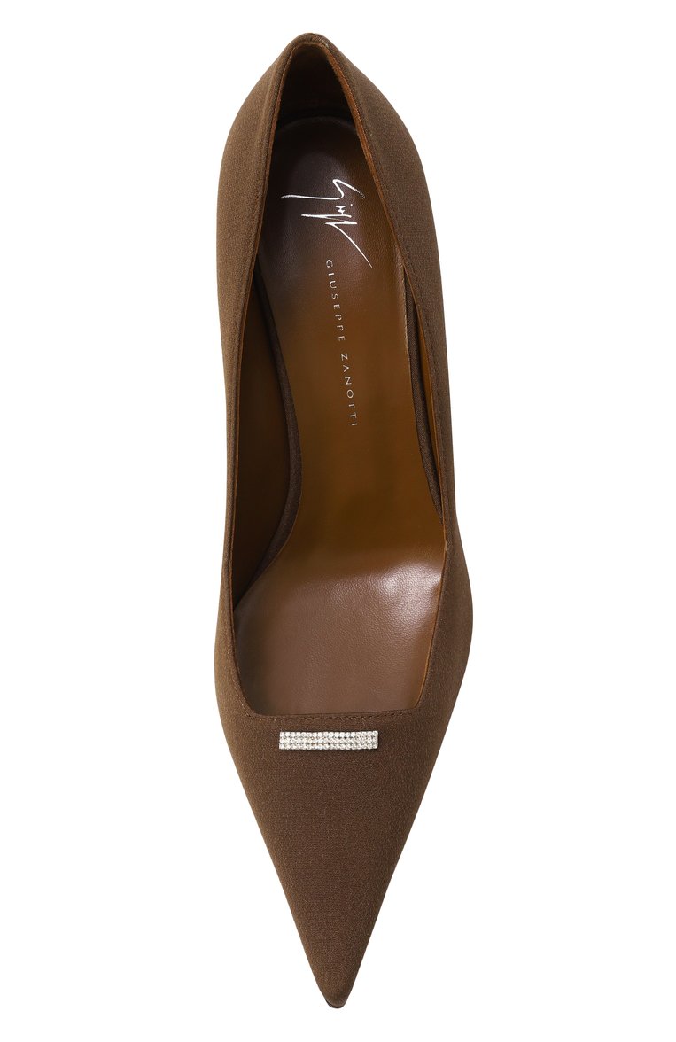 Женские текстильные туфли intrigo 105 GIUSEPPE ZANOTTI DESIGN коричневого цвета, арт. E560014 | Фото 6 (Материал внешний: Текстиль; Каблук высота: Высокий; Материал внутренний: Натуральная кожа; Подошва: Плоская; Каблук тип: Шпилька; Автоматизация состава: Проставлено; Автоматизация ТО: Проставлено)