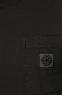 Мужская хлопковая футболка STONE ISLAND темно-серого цвета, арт. 761521957 | Фото 5 (Длина (для топов): Стандартные; Материал внешний: Хлопок; Рукава: Короткие; Принт: Без принта; Стили: Кэжуэл; Материал сплава: Проставлено; Драгоценные камни: Проставлено)