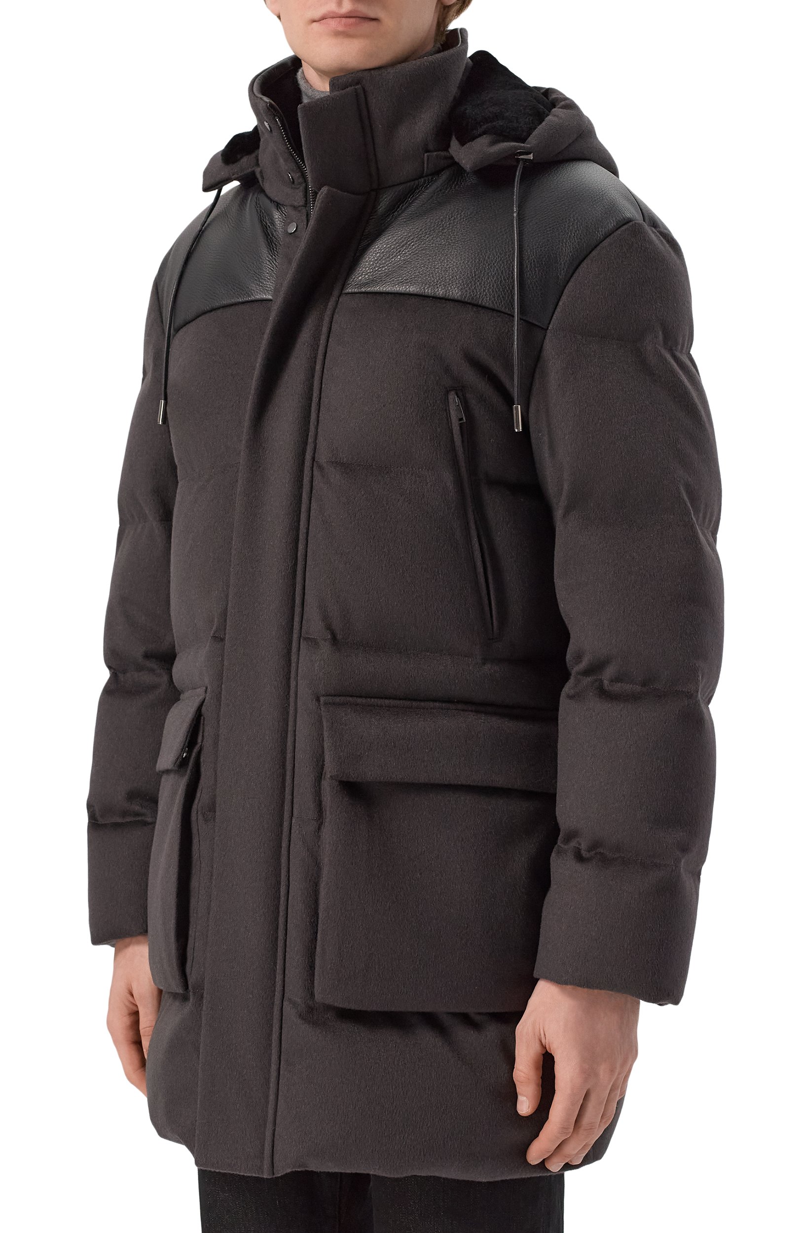 Пуховик с отделкой из норки и кожи оленя MVST, арт. M26.1MM.0M16.1/F184 CASHMERE+CERV0, фото 3