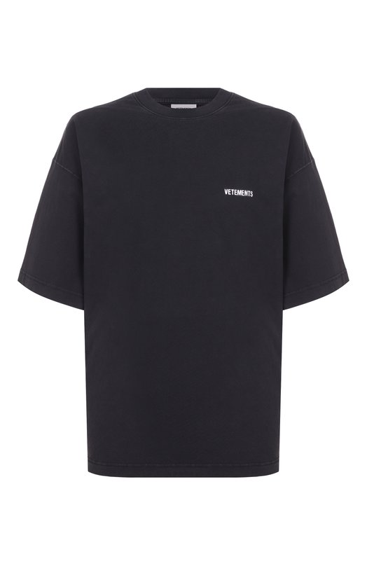 Хлопковая футболка VETEMENTS ME76TR138BW/1200 LIGHT JERSEY Чёрный ME76TR138BW/1200 LIGHT JERSEY
