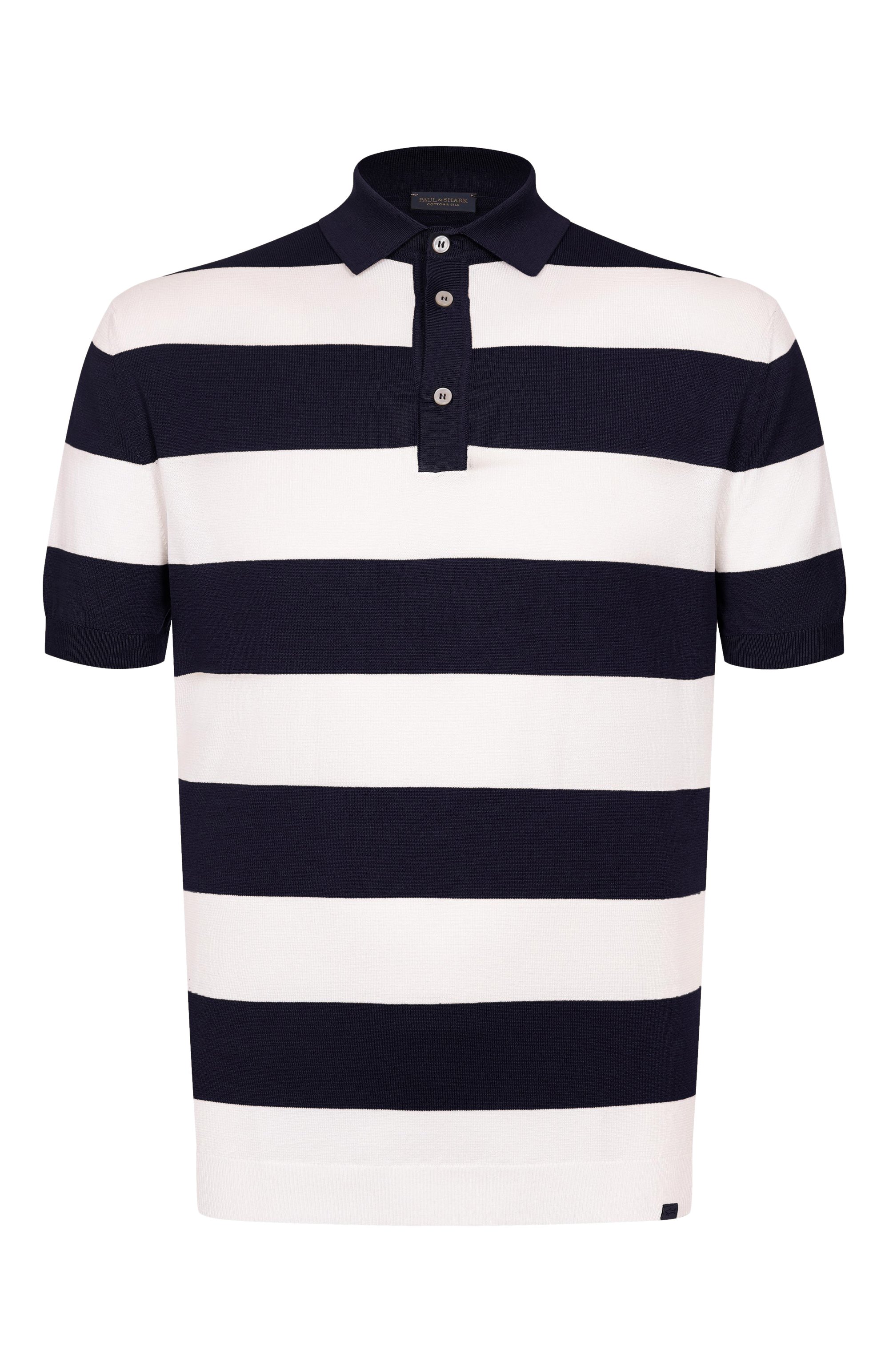 Поло из шелка и хлопка PAUL&SHARK темно-синего цвета по цене 84200 руб., арт. 25411618/3XL, фото 1 Поло из шелка и хлопка PAUL&SHARK, арт. 25411618/3XL, фото 1