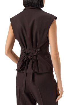 Женский шерстяной жилет WINDSOR коричневого цвета, арт. 52 DW511 10018996/30045101 | Фото 4 (Материал внешний: Шерсть; Длина (верхняя одежда): Короткие; Материал сп�лава: Проставлено; Драгоценные камни: Проставлено; Стили: Кэжуэл; Кросс-КТ: костюм; Женское Кросс-КТ: Жилет-одежда)