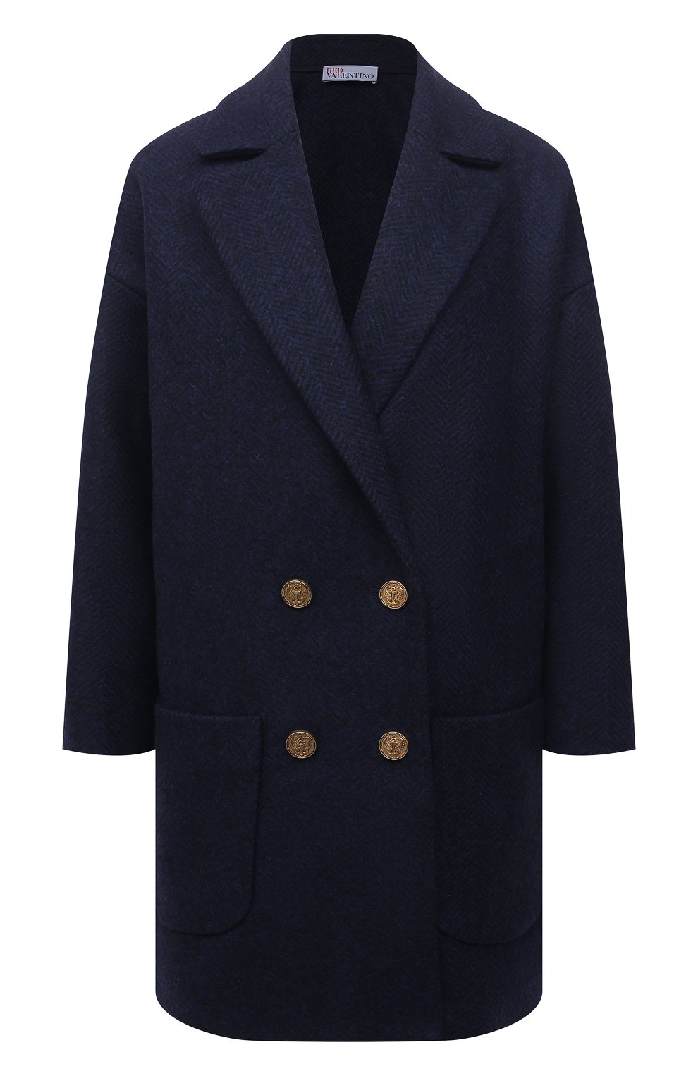 Шерстяное пальто REDVALENTINO темно-синего цвета по цене 61800 руб., арт. WR3CA155/5Y7, фото 1 Шерстяное пальто REDVALENTINO, арт. WR3CA155/5Y7, фото 1