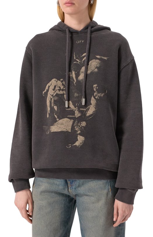 Хлопковое худи Off-White 0WBB035S25FLE004 Чёрный  0WBB035S25FLE004 Фото 3