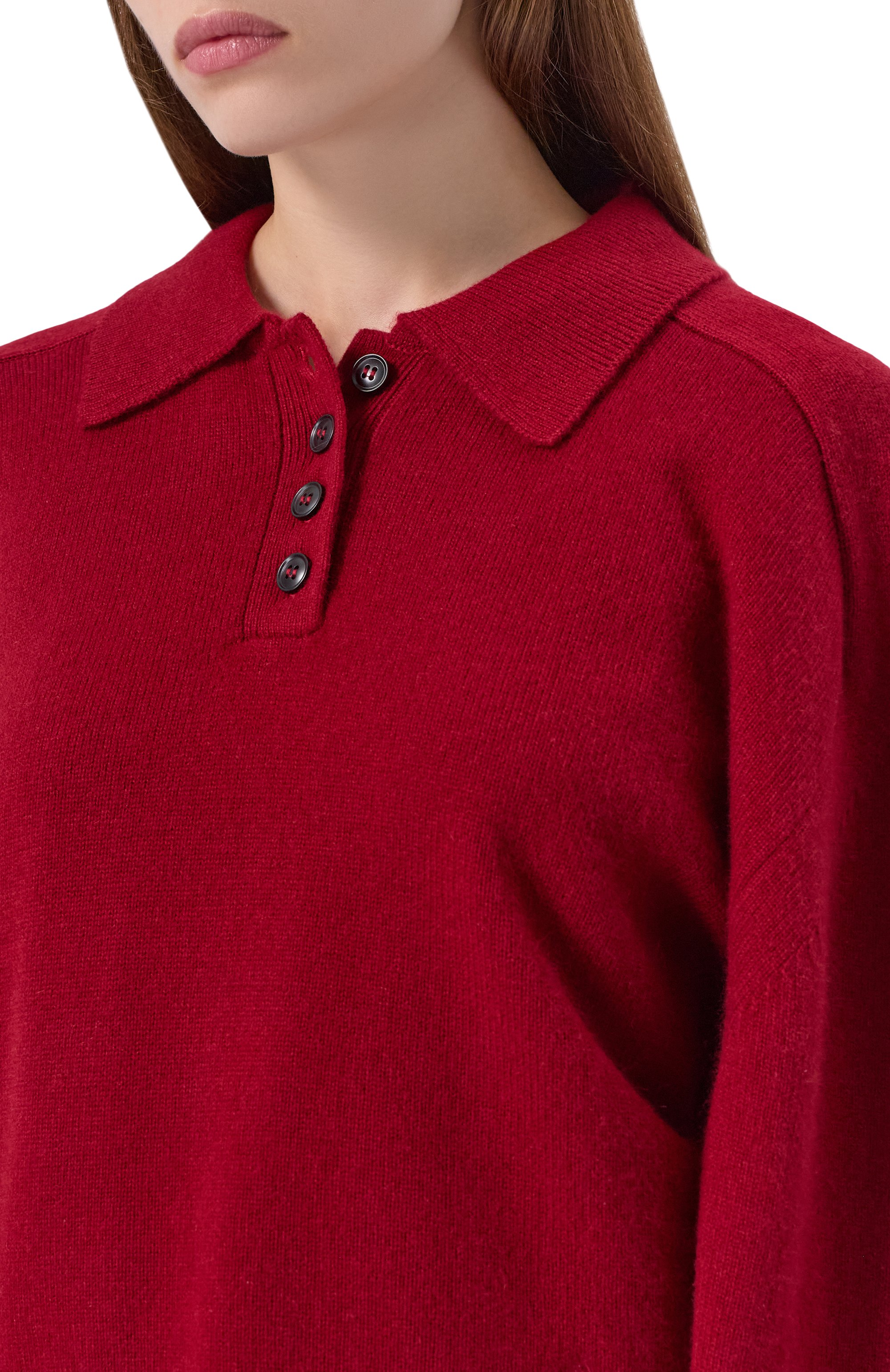 Кашемировое поло LOULOU DE SAISON бордового цвета по цене 55600 руб., арт. H0MERE LDS, фото 5 Кашемировое поло LOULOU DE SAISON, арт. H0MERE LDS, фото 5